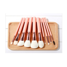 Artificial Bristle Aluminium Ferrule Wooden Handle Makeup Brush Set 10PK Cosmetic Brush